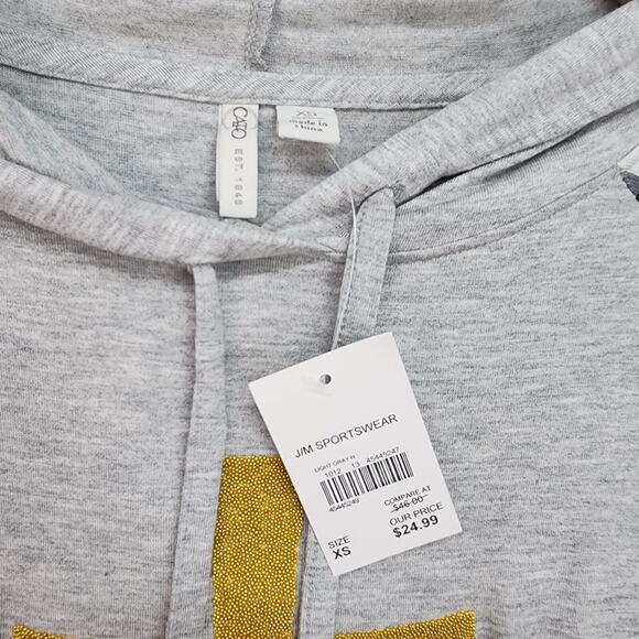 NWT CATO Hoodie Womens XS Gray Beaded Cross Faith Pullover Casual Religious NEW - Picture 13 of 15